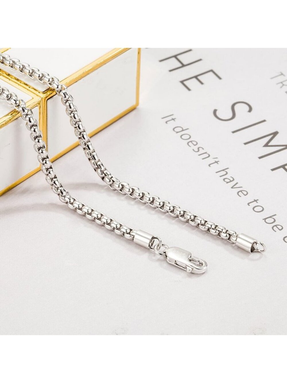 925 Sterling Silver Square Rolo Link Choker Necklace for Men & Women - 18" to 28 - Picture 5 of 9